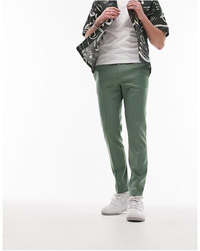 TOPMAN Skinny Smart Trousers With Elastic Waistband - Green
