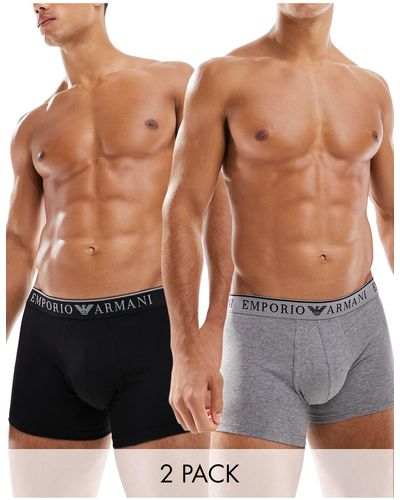 Emporio Armani Bodywear - confezione da 2 paia di boxer aderenti blu navy e grigi - Nero