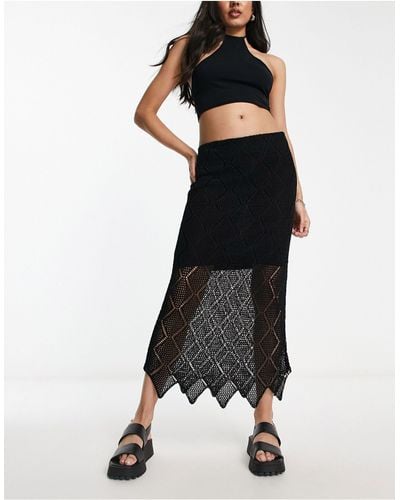 & Other Stories Knitted Open Midi Skirt - Black