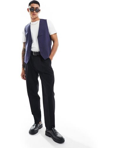 French Connection Linen Formal Suit Waistcoat - Blue
