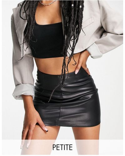 Topshop Unique Leather Look Split Detail Mini Skirt - Black