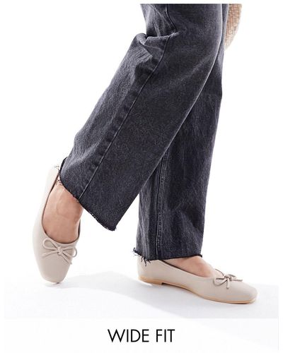 Truffle Collection Wide Fit Bow Detail Ballet Flats - Blue
