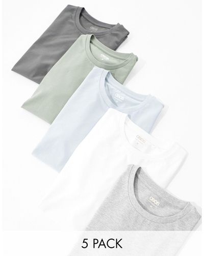 ASOS 5 Pack Muscle Fit T-shirts - White