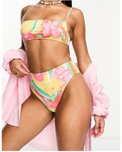 Billabong Chasin Sunbeams - Bikinibroekje Met Hoge Taille En Meerkleurige Print
