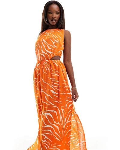 AX Paris Sleeveless Cut Out Midi Dress - Orange