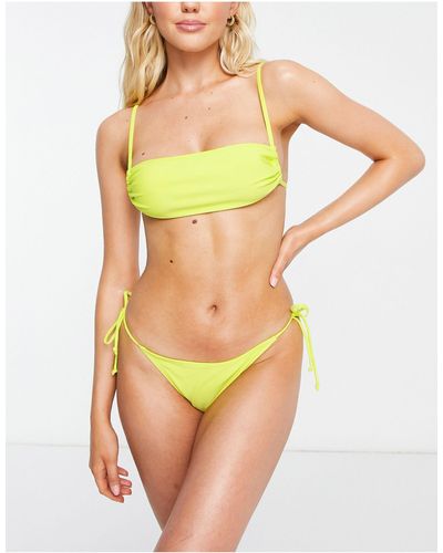 Brave Soul Top bikini con scollo squadrato lime fluo - Verde