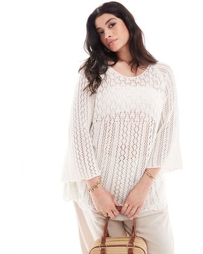 ONLY 3/4 Sleeve Knitted Top - White