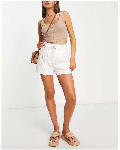 & Other Stories Belted Linen Shorts - White