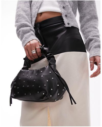 TOPSHOP Genna Studded Grab Bag With Ruched Handle - Black