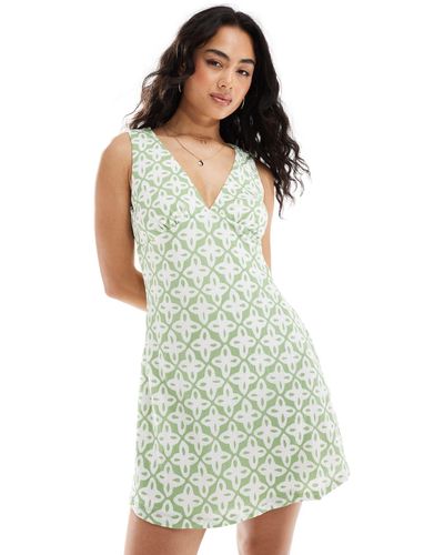 ONLY Mini Geo Print Dress - Green