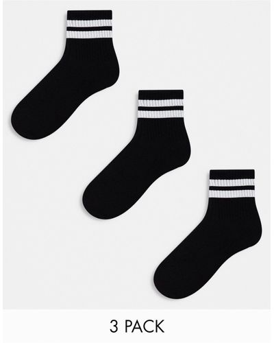 ASOS 3 Pack Terry Ankle Socks - Black