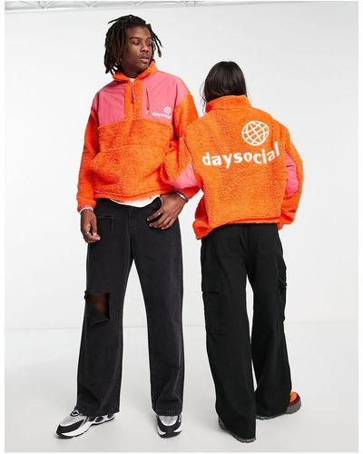ASOS Asos Daysocial Unisex Oversized Quarter Zip Sweatshirt - Orange