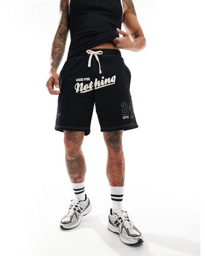 Good For Nothing Contrast Stitch Shorts - Black