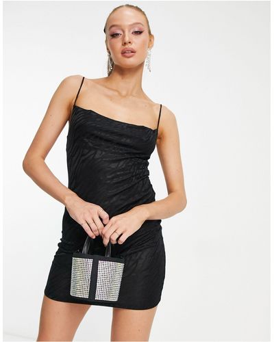 Miss Selfridge Slinky Textured Cami Mini Dress - Black