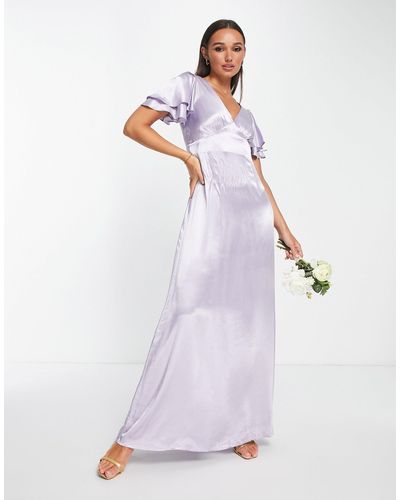 TOPSHOP Vera - l'invitée - robe mi-longue avec découpe en cœur au dos en tissu mélangé - lilas - lilac - Violet