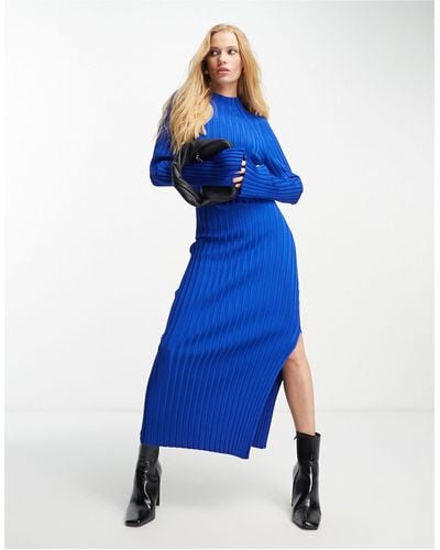 & Other Stories Rib Knitted Midi Dress - Blue
