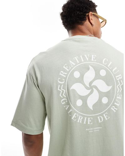 SELECTED Oversized T-shirt With Creative Circle Back Print - White