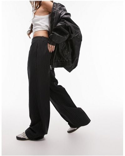 TOPSHOP Tailored Pinstripe Low Slung Pants - Black
