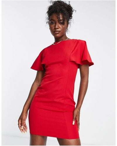 Trendyol Flutter Sleeve Mini Dress - Red