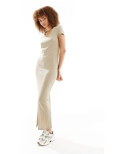 Jdy Ribbed Cap Sleeve Maxi Dress - White