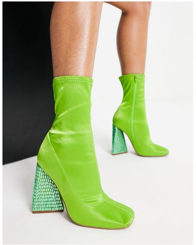 ASOS Edison Triangular Heel Sock Boots - Green