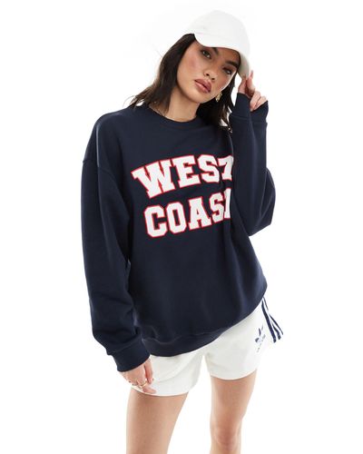 ASOS Oversized Sweat With West Coast Applique Graphic - Blue