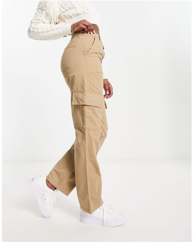 New Look Pantalones cargo color camel - Blanco
