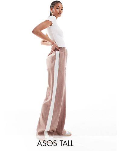 ASOS Asos Design Tall Pull On Trousers With Contrast Panel - Pink