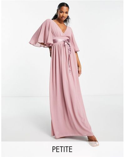 TFNC London Bruidsmeisjes - Geplooide Maxi-jurk Met Uitlopende Mouwen - Roze