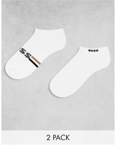BOSS 2 Pack Plush Iconic Socks - White