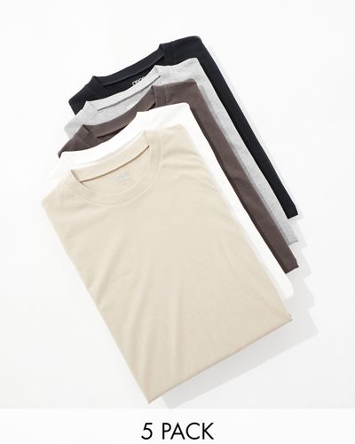 ASOS 5 Pack T-shirt With Crew Neck - White