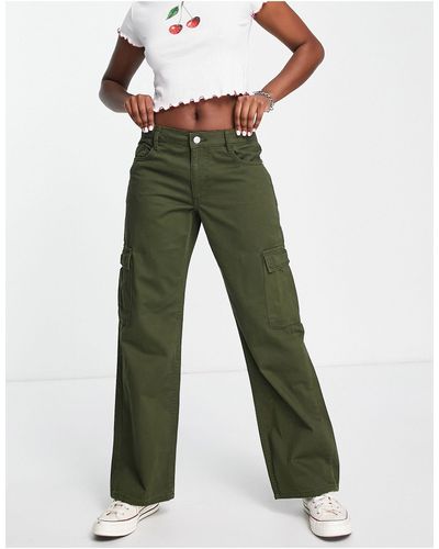 New Look Low Rise Cargo Jeans - Green