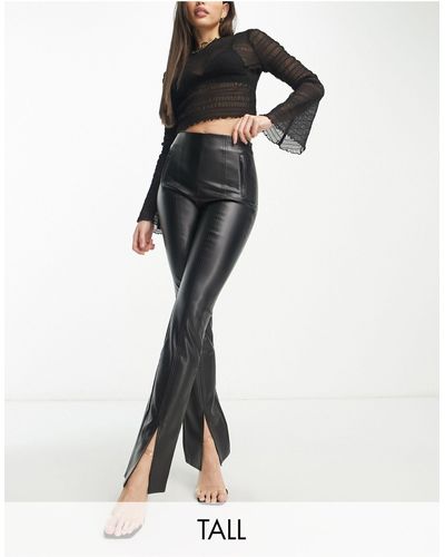 Black Faux Leather Straight Leg Trouser | Fashion World