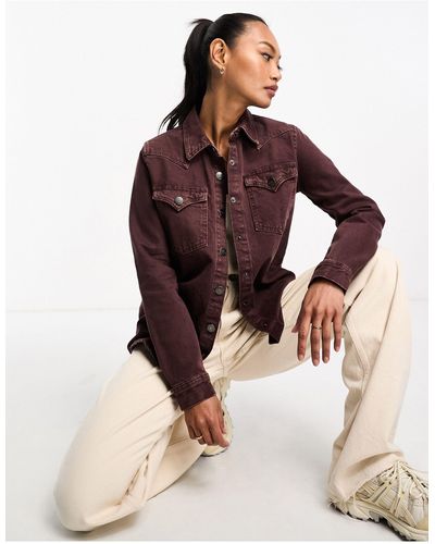 WÅVEN Karra - camicia di jeans stile western astrodust - Marrone