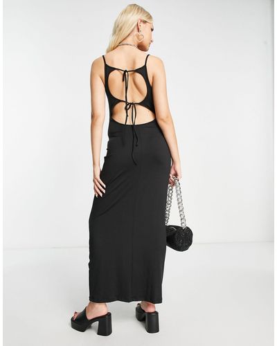 Weekday Sophie Open Back Dress With Tie Details - Black