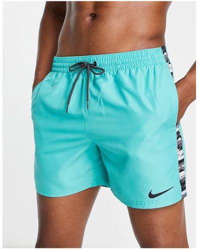 Nike 5 Inch Volley Logo Taping Swim Shorts - Blue
