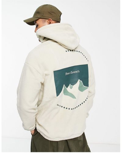 Only & Sons Fleece Oversized Hoodie With Back Print - White