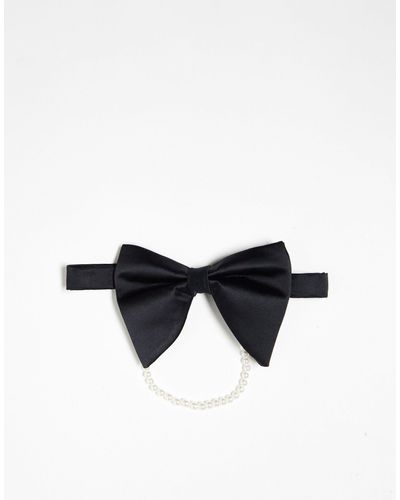 ASOS Bow Tie With Pearls - Black
