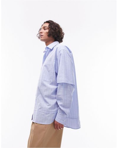 TOPMAN – langärmliges oversize-hemd aus baumwolle - Lila