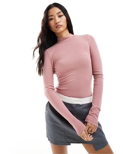ASOS Long Sleeve Bodysuit With Turtle Neck - Pink
