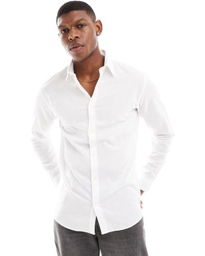 Jack & Jones Linen Shirt With Long Sleeve - White