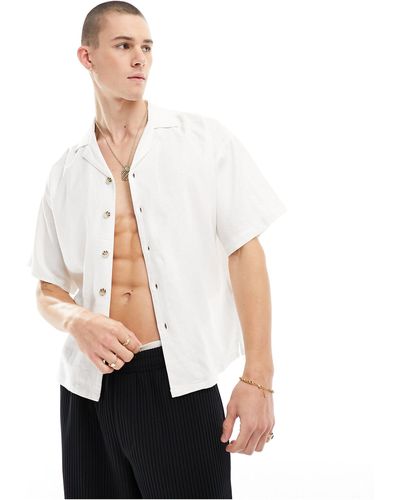 ADPT – oversize-hemd aus leinenmix - Weiß