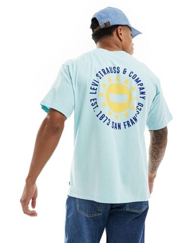 Levi's T-shirt With Central Sunshine Print Logo And Back Print - Blue