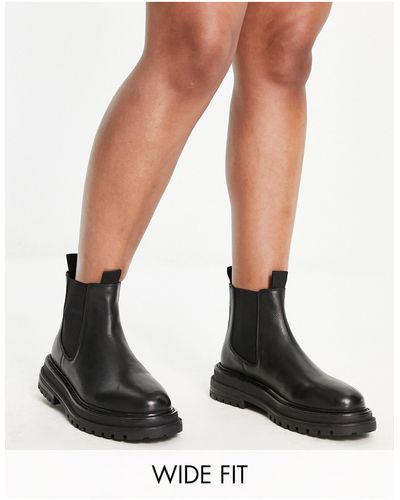 ASOS Wide Fit Appreciate Leather Chelsea Boots - Black
