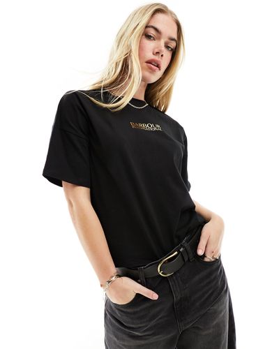 Barbour International - t-shirt oversize nera con logo - Nero