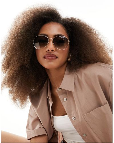 New Look Round Pilot Shaped Sunglasses - Brown