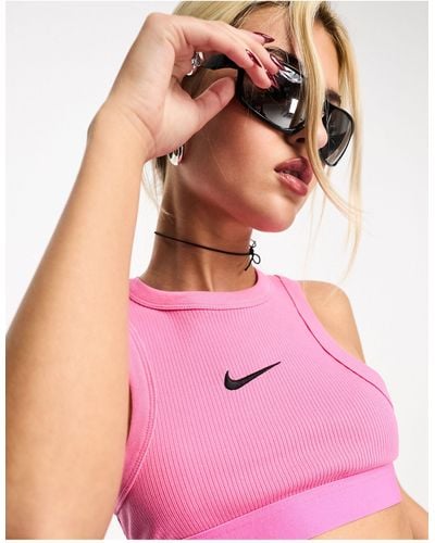 Nike Life trend - top senza maniche corto a coste - Rosa