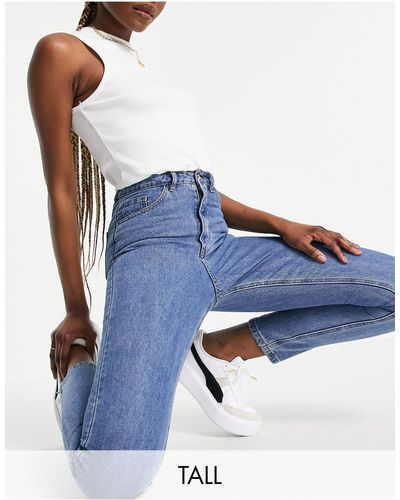 Missguided Missguided - Tall - Riot - stugge, Effen Mom Jeans Met Hoge Taille - Blauw