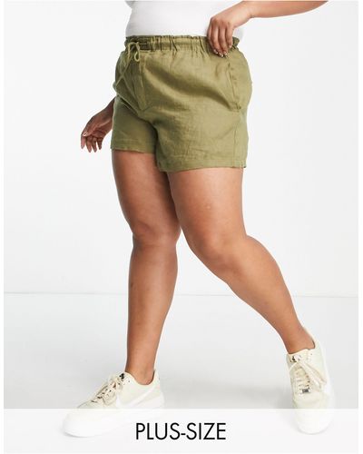 Mango Curve - short en lin à liens noués - kaki - Vert