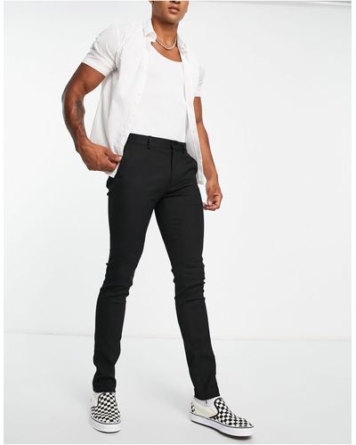 TOPMAN Pronounced Twill Super Skinny Stacker Trousers With Zip Cuff Detail - White